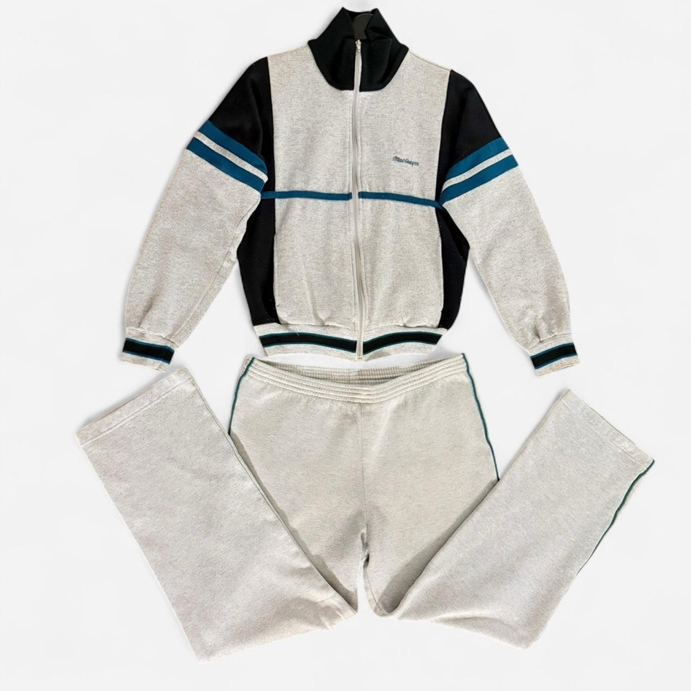 Vintage McGregor Sweatsuit Set Grey Teal Track Set Y2K Streetwear